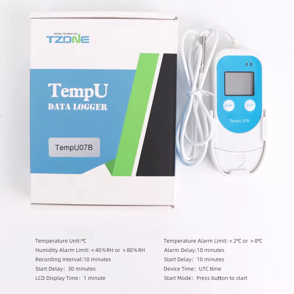 TempU 07B USB Temperature Humidity Data Logger, High Precision Digital Thermometer Hygrometer Recorder for Refrigerator