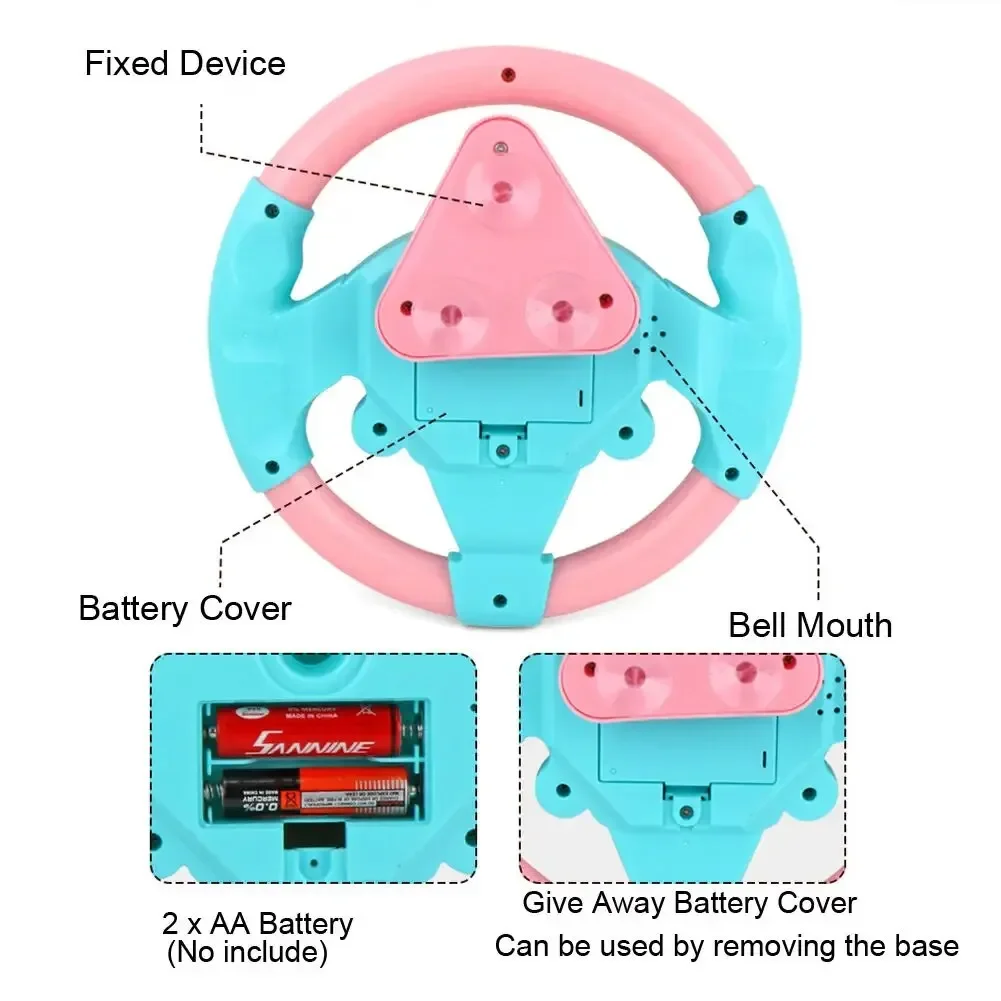 Simula conducción de un coche, volante, sonido de juguete eléctrico, educación musical para niños, empujando un carrito, conduciendo un juguete vocal
