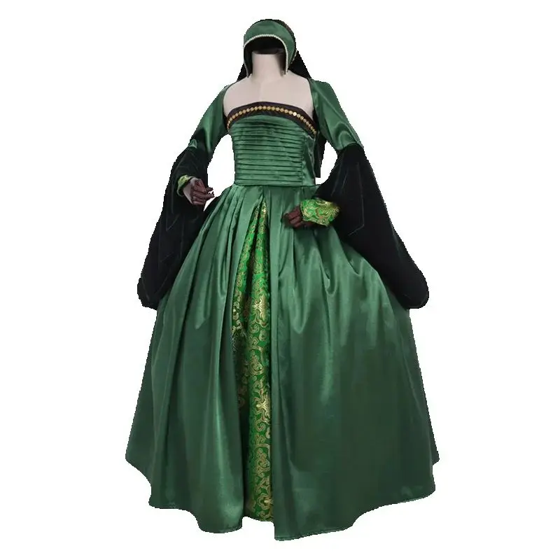 Medieval Victorian Queen Elizabeth Tudor Period Tudor Dress Anne Boleyn Style Green Dancing Party Ball Gown