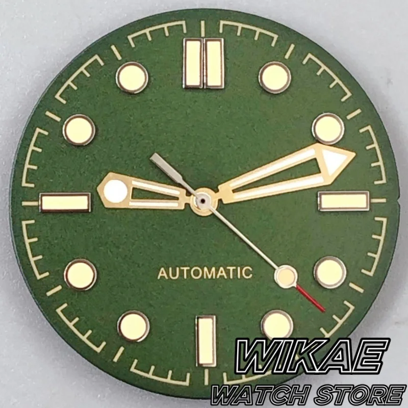 31mm Vintage Gold Green 007 Style Watch Dial Green Luminous Fit NH35 NH36 Mingzhu Miyota ETA PT5000 Movement Watch Accessories
