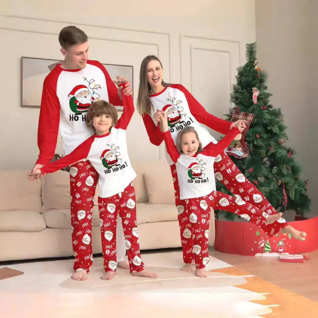 

Christmas Family Matching Outfits Pajamas Santa Claus Print Mother Father Girls Boys Clothes Suit Sleepwear Xmas Wear 2 Pcs