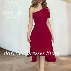 Marrilee Customized  High Low Stain One Shoulder Evening Dresses Elegant Sleeveless Simple A-Line Prom Gowns Formal Occasion