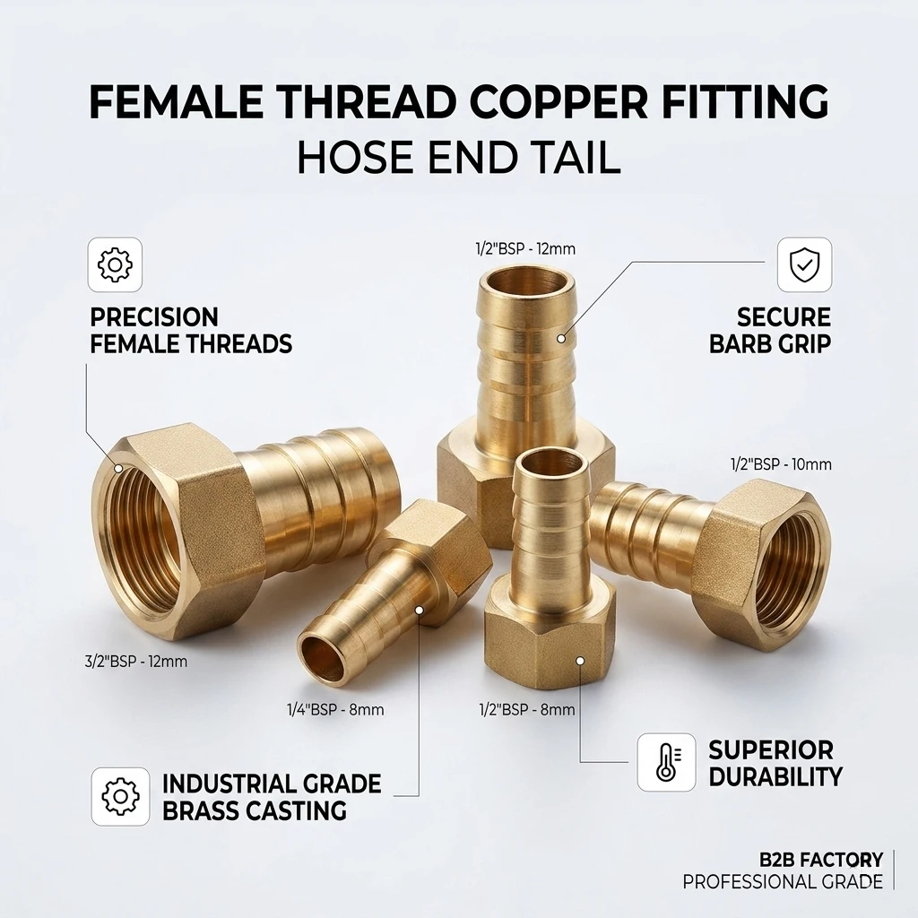 

Hose Barb Tail 4-16MM Brass Pipe Fitting 1/8" 1/4" 3/8" 1/2" BSP Female Connector Pagoda Joint Copper Coupler Adapter