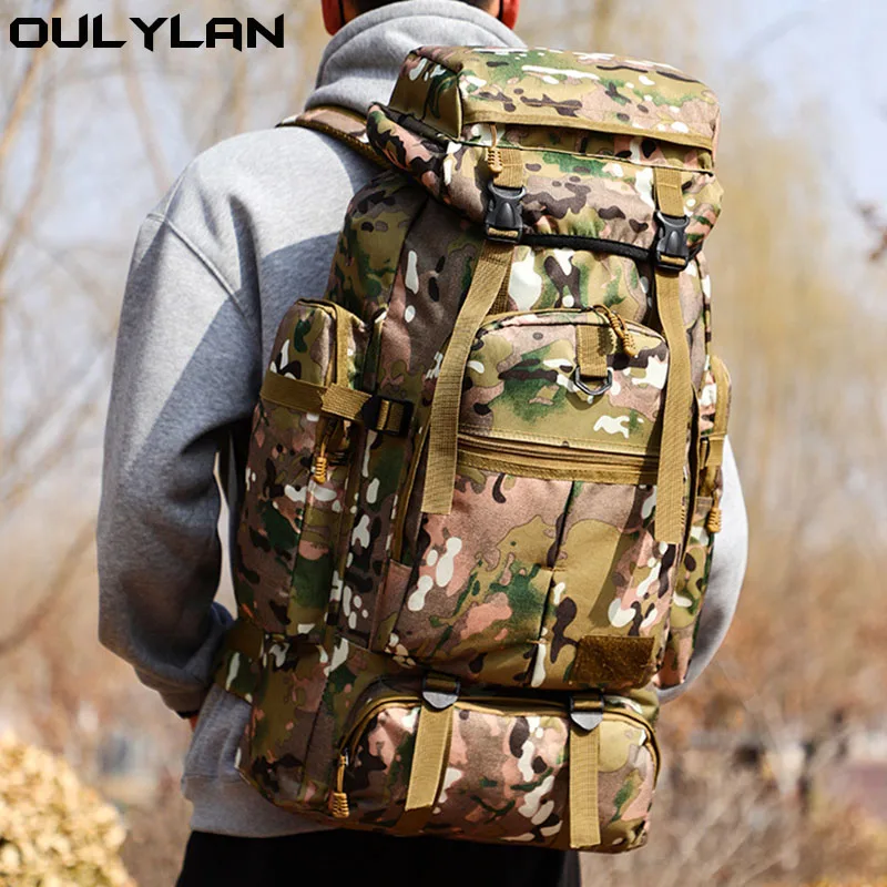 75L Climbing Rucksack Large Hiking Storage Trekking Fishing Hunting Bag Military Rucksacks Tactical Sports Camping Hiking