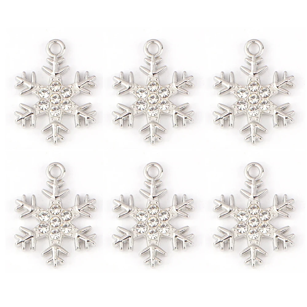 10 Stück Metall Zink legierung Mix Größen Schneeflocken Strass Charms für DIY Schmuck Herstellung Armband Ohrringe Zubehör Weihnachten Anhänger – Detail 11