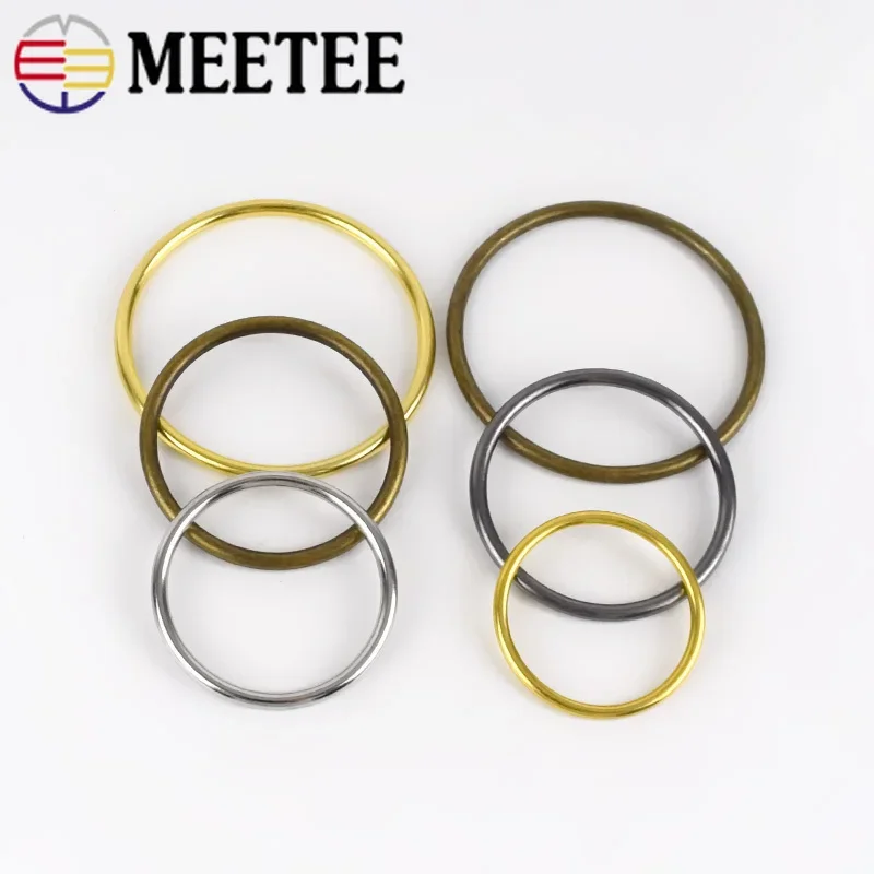 Meetee 10pcs O Ring Buckles Metal Round Circle 20-50mm for Clothing Handbag Rings Button Hardware Leather Crafts Accessories