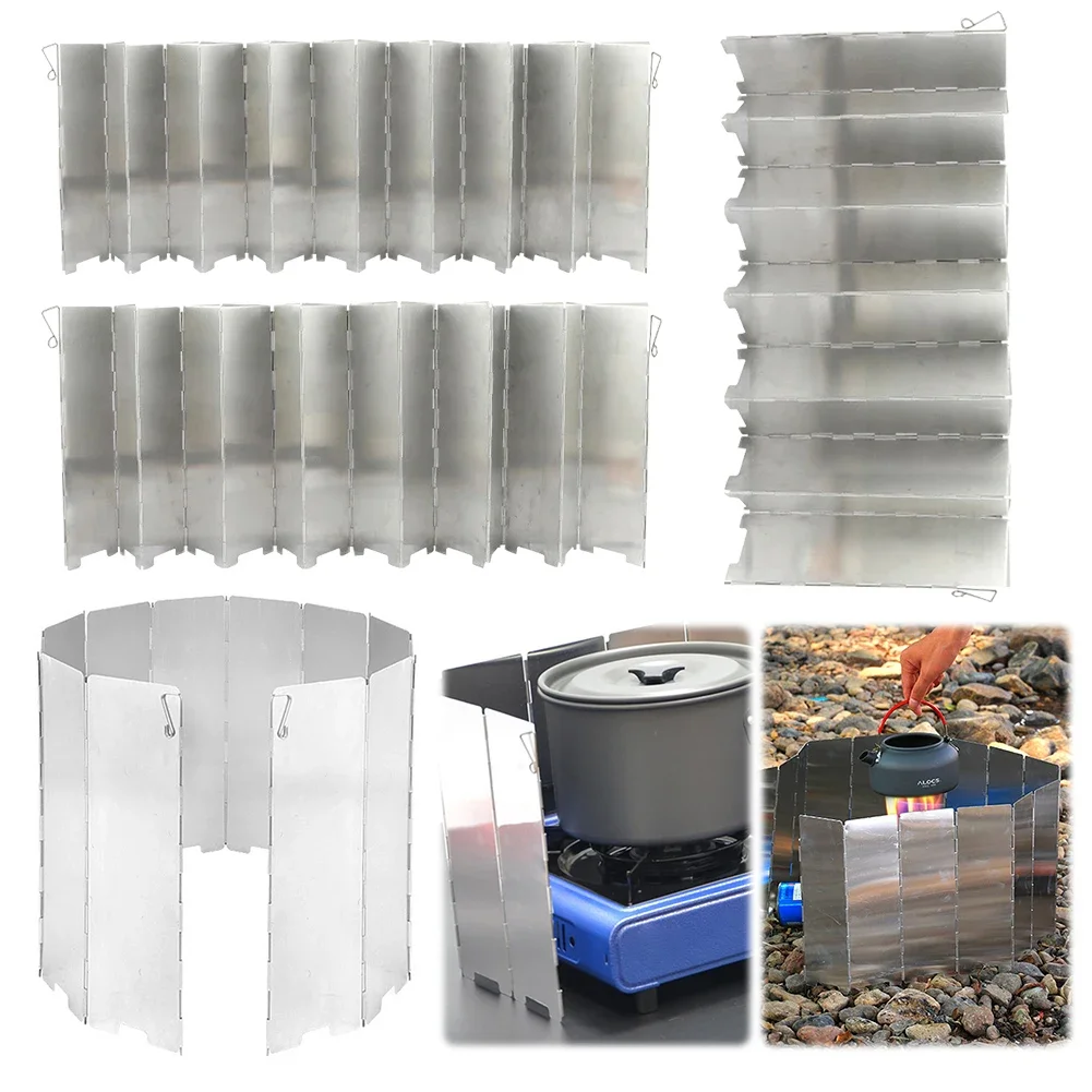

8/16 Plates Foldable Gas Stove Windshield Outdoor Camping Cooking Burner Windproof Screen Aluminium Alloy Stove Wind Shield