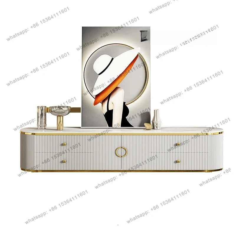 

Television Salon Living Room Furnitur Modern White Tv Cabinet Luxury Legs Gold Stand Drawer Cabinet Home Storage Meuble