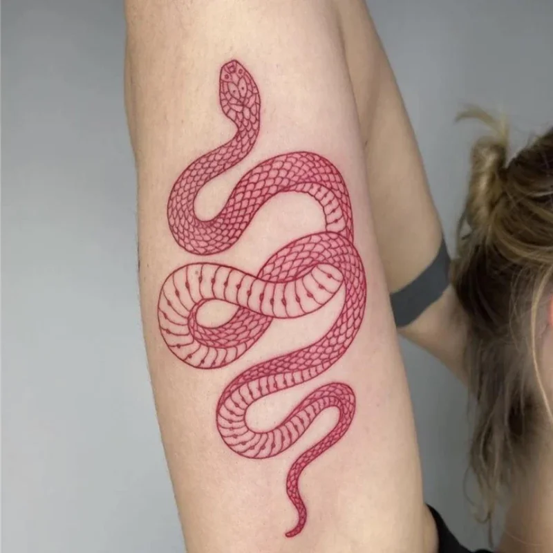 Women \'s Black Snake Dark Wine Temporary Tattoo Stickers for Men Waterproof Body Waist Decals Animal Snake Cool Fake Tattoos