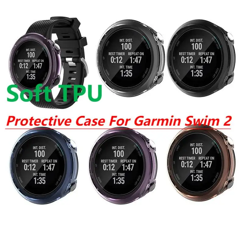 TPU Protective Case Cover For Garmin Swim 2 Smart Watch Strap Soft Silicone Bumper Protector Shell Venu Swim2 Accessories