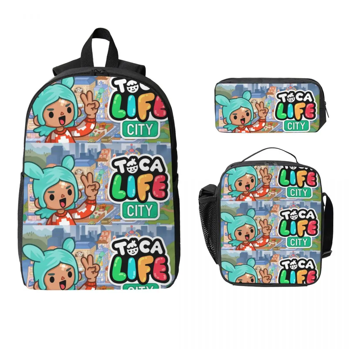 

Toca Life Box Toca Boca Cute Game Backpack Boys Girls BookBag School Bag Laptop Shoulder Bag 3ps Insulated Lunch Bag Pencil Case