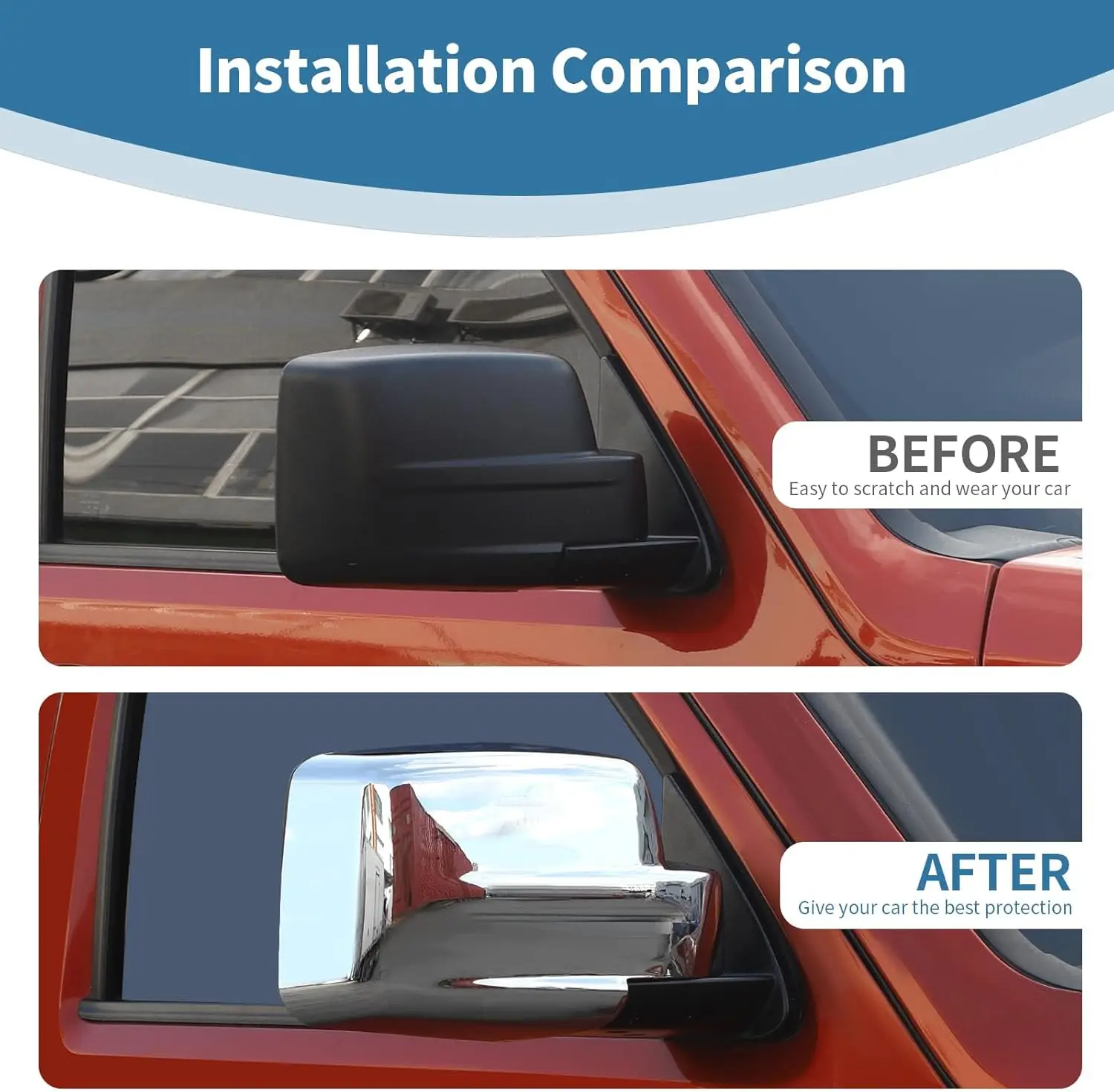 Compatible With Dodge Nitro 2007-2012 & Jeep Liberty 2007-2012 Chrome Mirror Cover Caps Rear View Shell Trim Pair