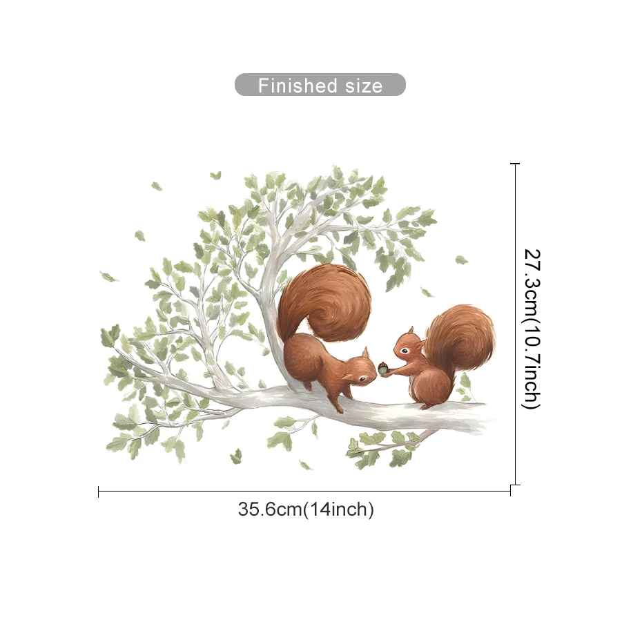 Cartoon Forest Squirrel Wall Sticker Creative Wallpaper Squirrel in a Tree Children\'s Room Nursery Classroom Decorative Stickers