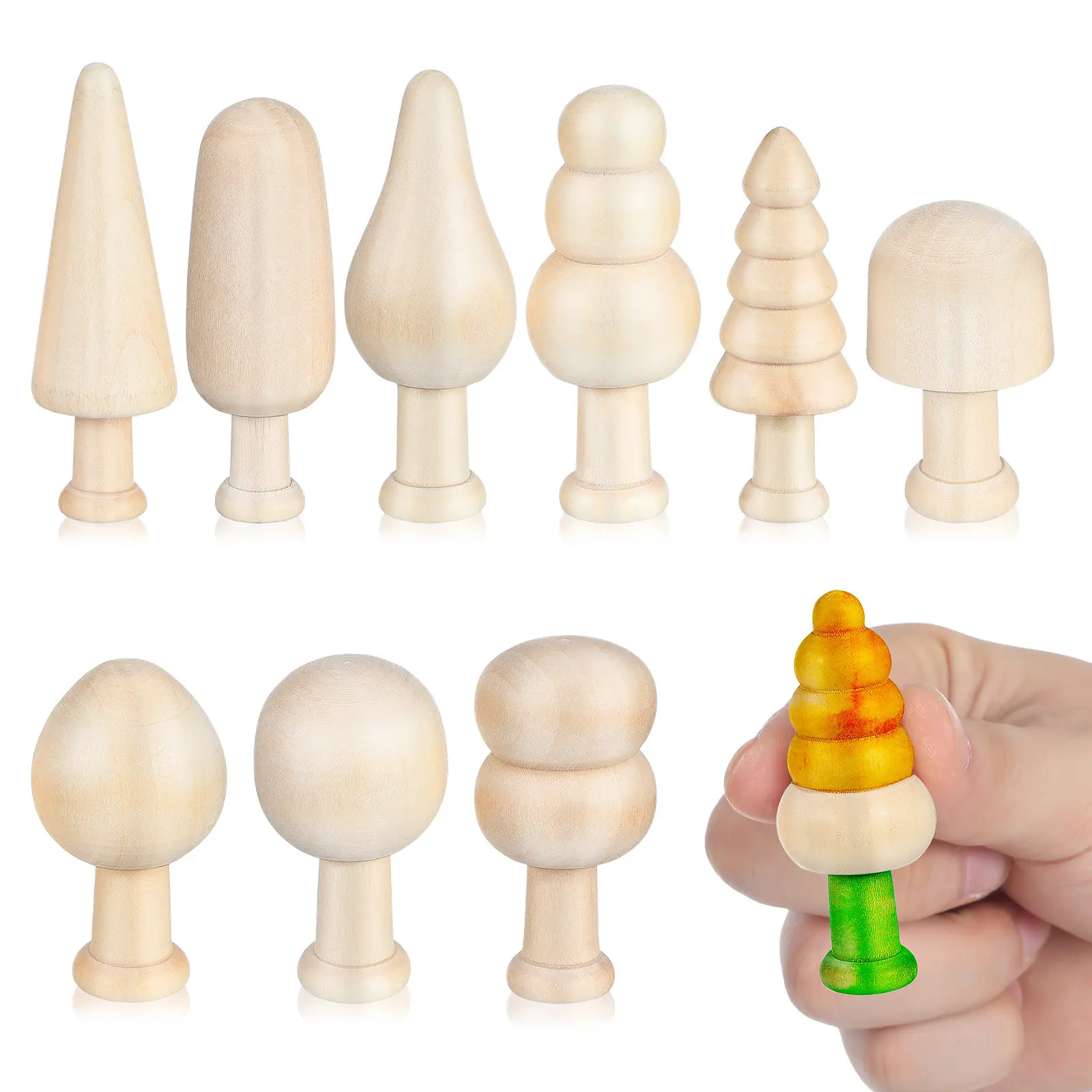 

20Pcs DIY Graffiti Wooden Trees Unfinished Wooden Mini Painting Trees Handmade DIY Blank Craft for Easter Party Decoration