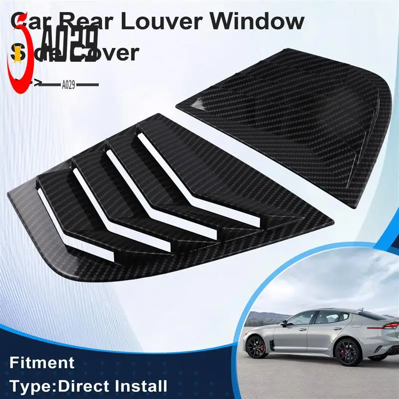 

A029-Car Accessories Rear Louver Window Side Shutter Cover Trim Sticker Vent Scoop For Kia Stinger 2018-2023