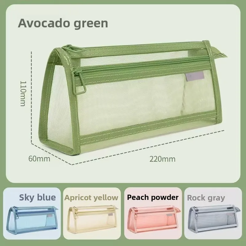 Large Capacity Student Stationery Bag Transparent Mesh Simple Design High Aesthetic Value Ins  Korea Japanese Exam Pen Bag