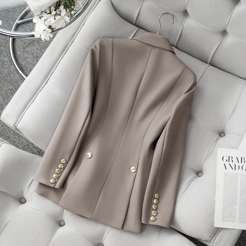 ZJYT 여성용 우아한 한국 스타일 오피스 블레이저, 2024 가을 패션, 긴팔 재킷 코트, 여성 겉옷 조끼