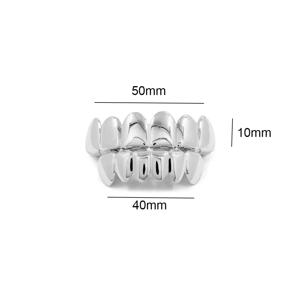 Klassische 6/6 Glänzende Zahn-Grillz Hip-Hop 14K Vergoldete Zahnkappen Körperschmuck für Frauen und Männer Cosplay-Accessoire – Detail 3