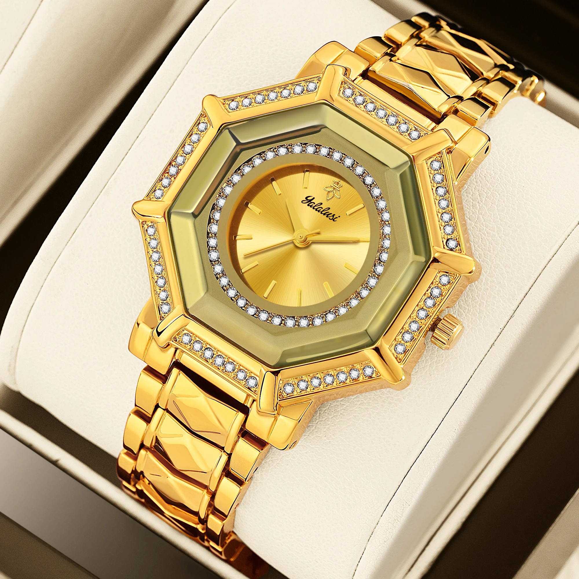 YaLaLuSi Luxury Diamond-Set Ladies’ Quartz Watch – Suitable for Business and Leisure, Water-Resistant, Ideal as a Gift Reloj