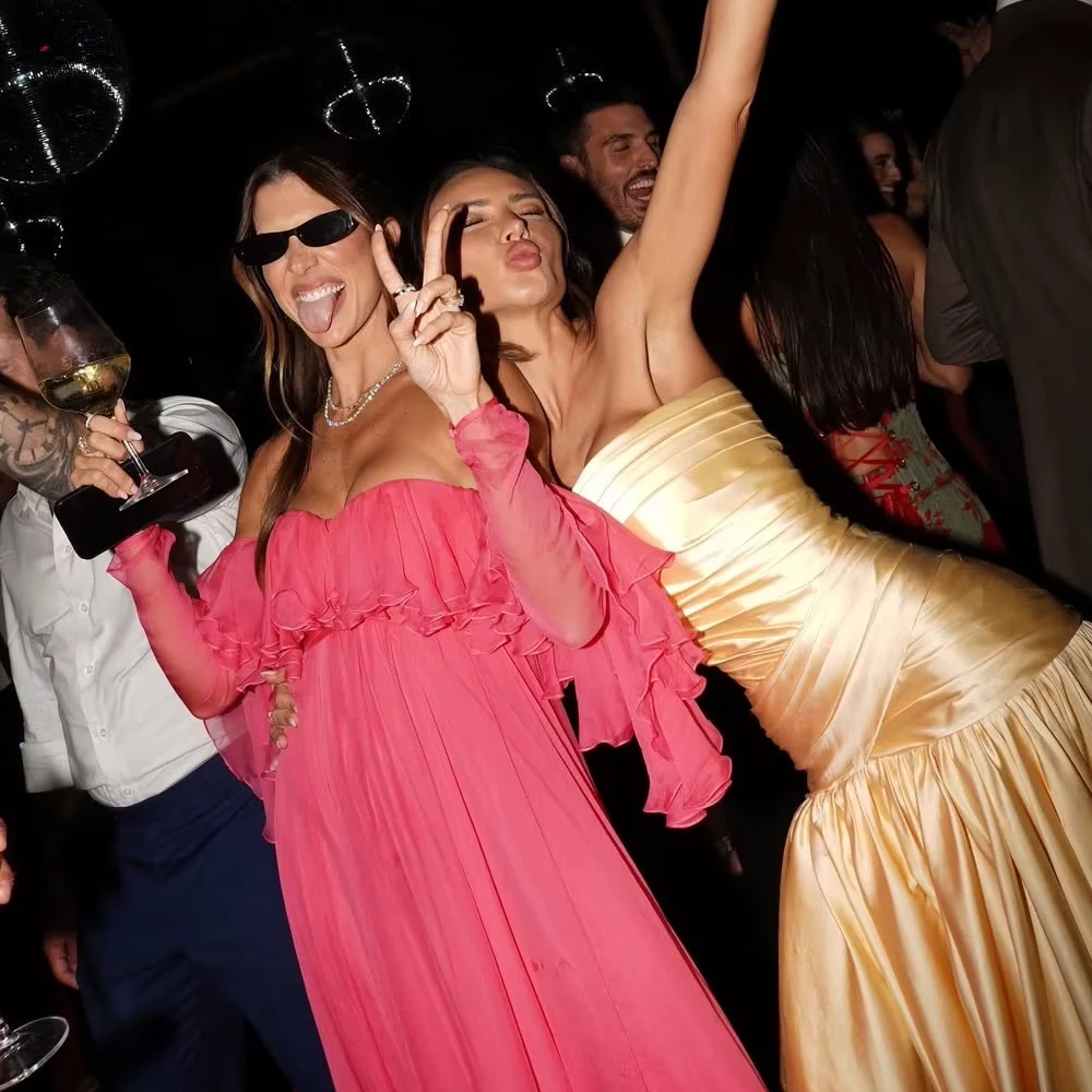 Customized Yellow Satin Evening Dress Strapless A Line Formal Occasion Dress Elegant Saudi Arabia Prom Gowns