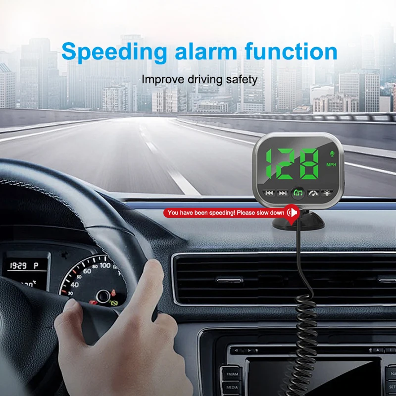 جهاز إرسال FM للسيارة USB 5.3 مع بلوتوث متطابق، يلعب AUX وMP3، قارئ بطاقات TF، يتميز بمراقبة سرعة HUD GPS #3