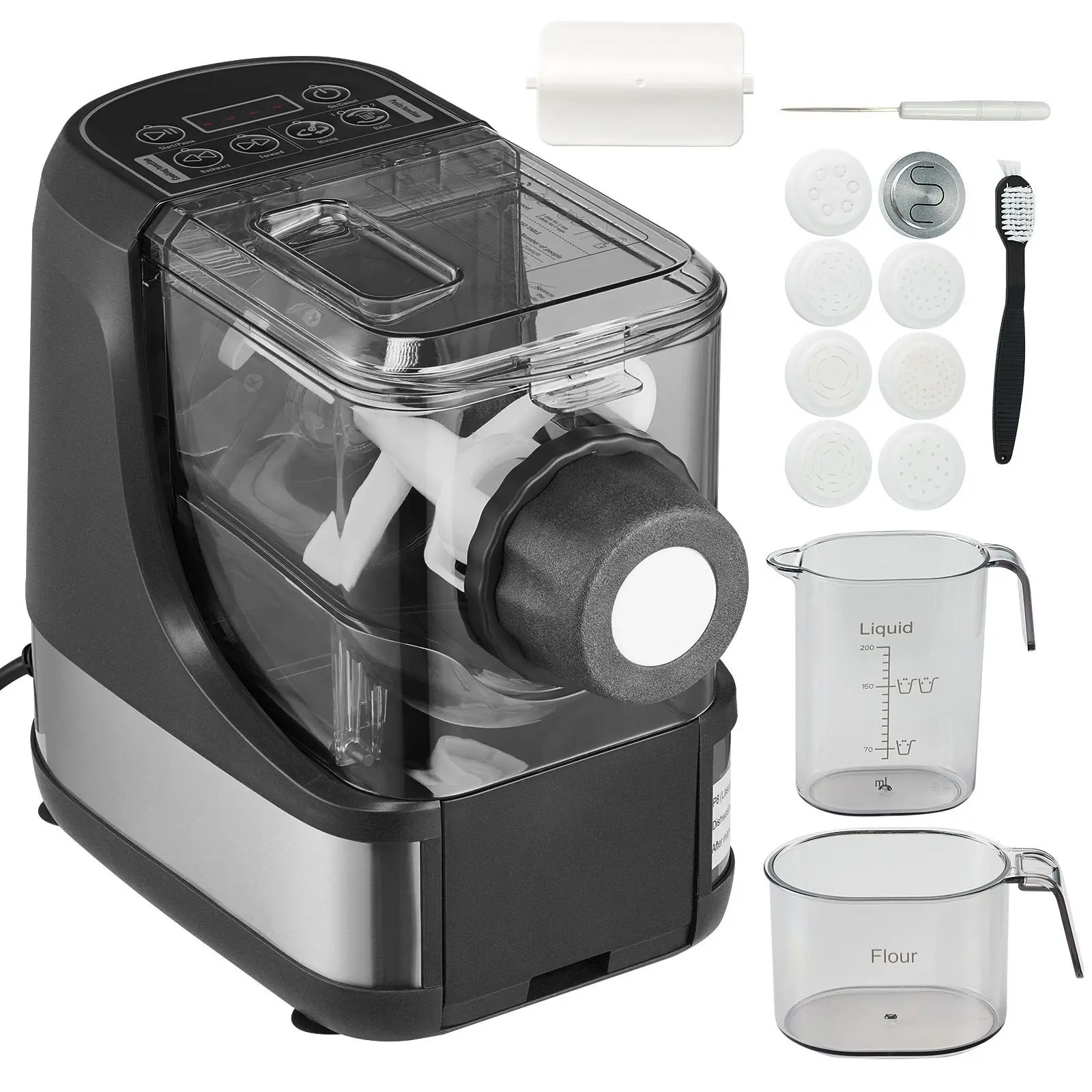 Electric Pasta Maker, 150W Automatic Noodle Maker Machine with 8 Pasta Shapes, 4 Intelligent Modes, 500g Flour Capacity Pasta Ma