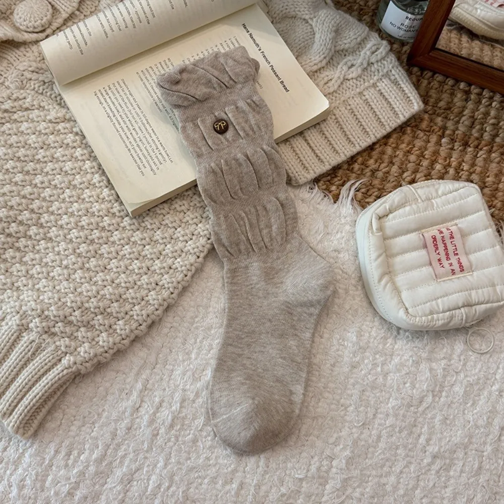 Cotton Blend Cotton Slouch Socks Bow Button Breathable Ballet Winter Socks Sweat-wicking Seamless Toe Winter Warm Socks