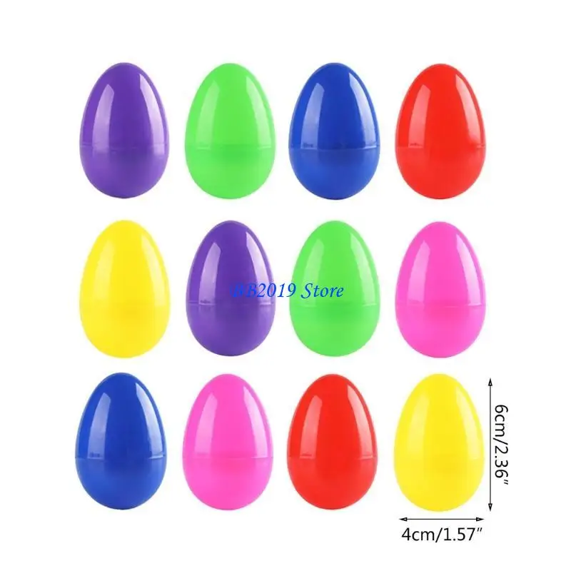 Q0KB 12 Pieces Colorful Easter Plastic Eggs for Kids DIY Craft Party Decoration