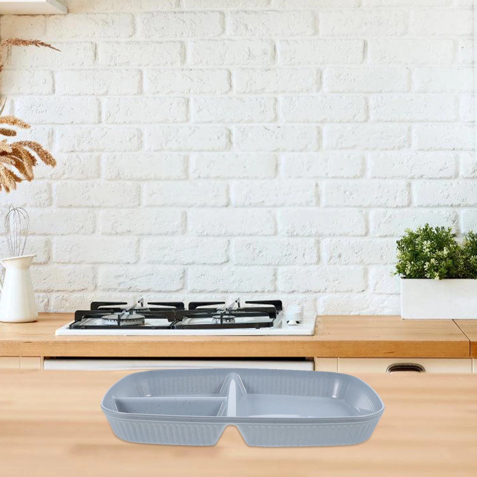 

Rectangular Divided Plate 3 Compartments Plastic Diet Portion Control Lunch Tray Salad Food Plates Sectioned Serving