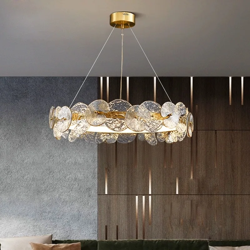 Modern Luxury Glass Pendant Lighting Crystal LED Chandeliers Kitchen Living Room Dining Table Decoration Creative 3Color Dimming