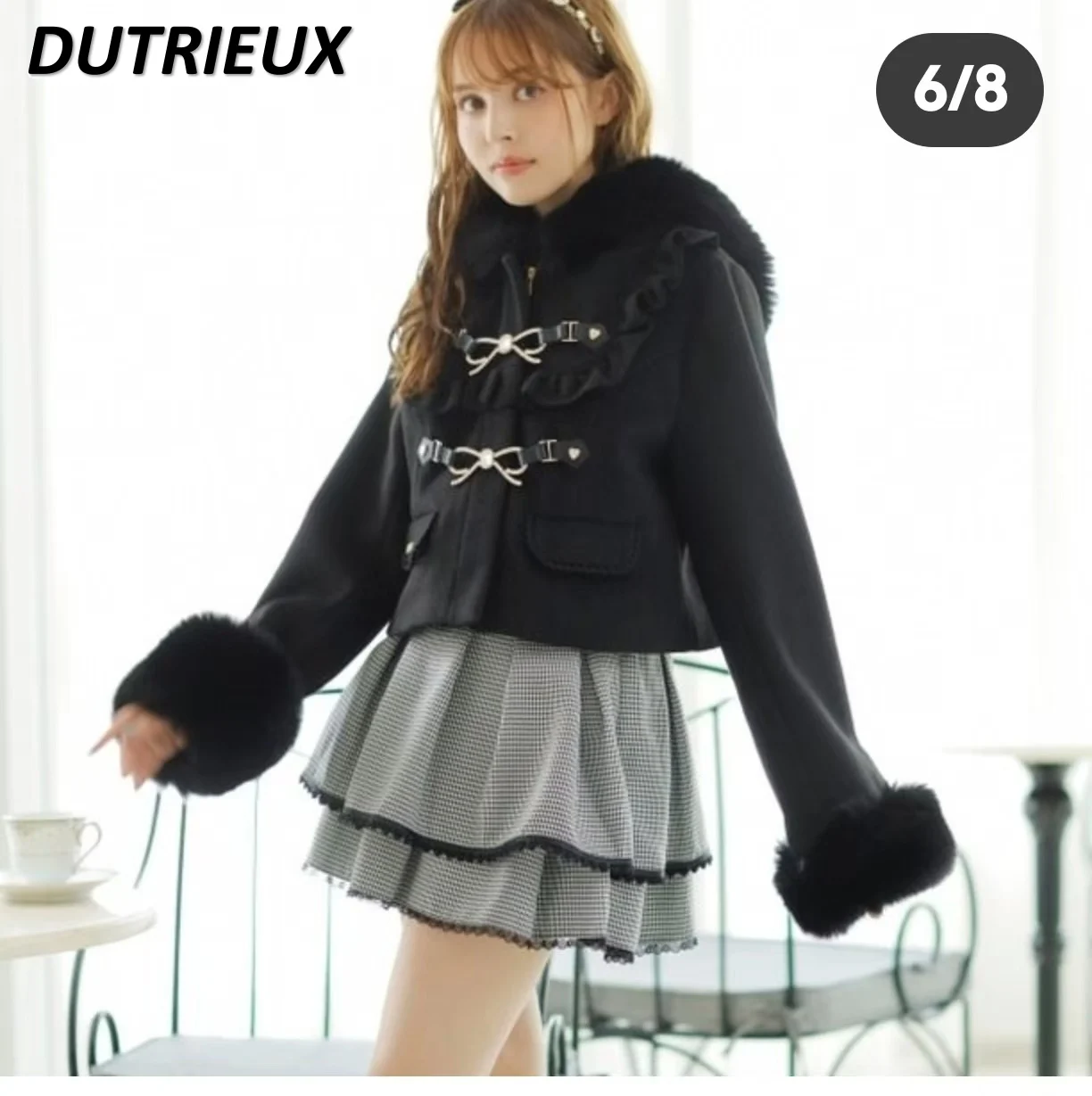 Lolita Mine Mass-produced Plush Hooded Coat Detachable Cuffs Woolen Jacket Autumn Winter Thick Women's Warm Coats Japanese Style