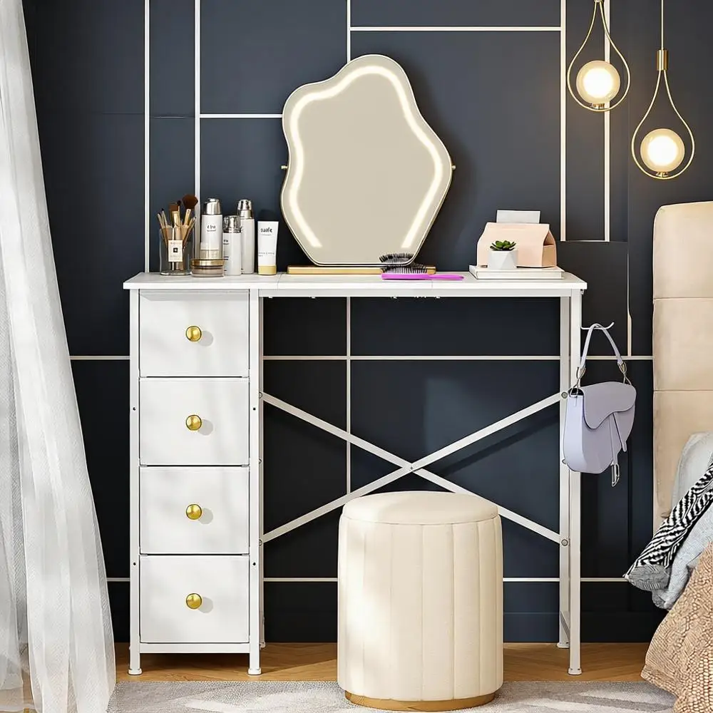 

Компактный детский туалетный столик для макияжа с 4 ящиками, 36 белых туалетов для небольших помещений