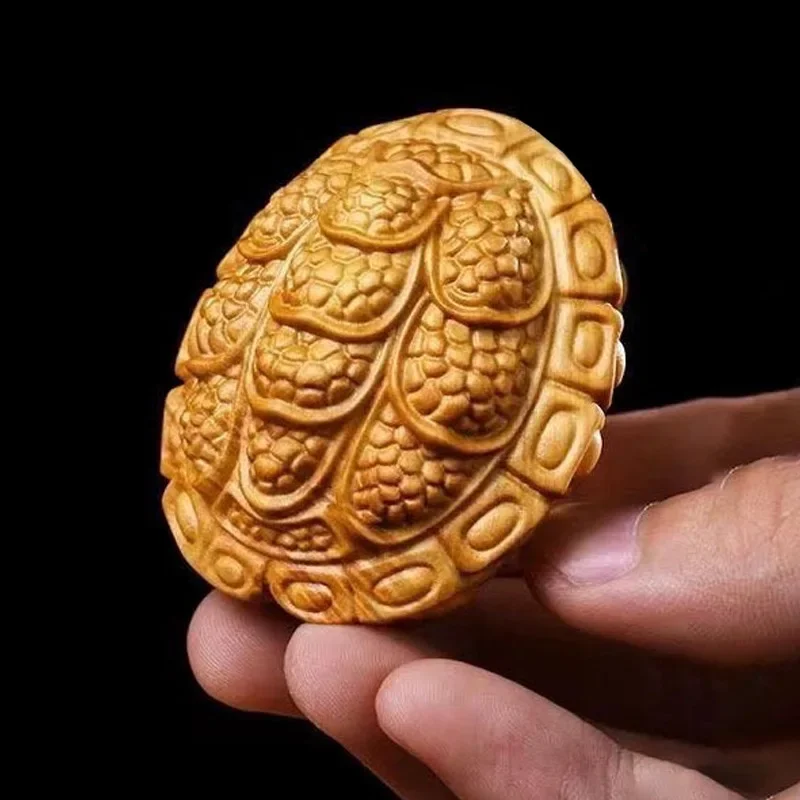 Solid Wood Carving Handlehold Wooden Men's Portable Plate Playing Objects Rich World Ornaments Decorations Turtle Wooden Crafts