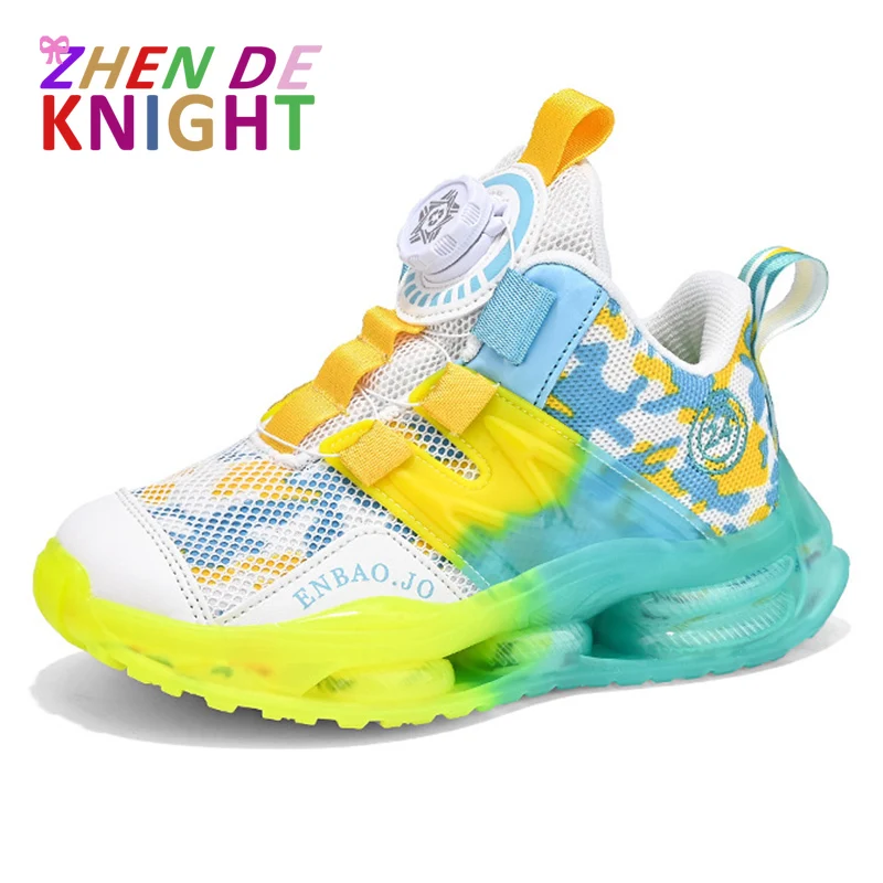 Children's Shoes New Summer Mesh Breathable Children's Sports Shoes Rotating Button Boys' Running Shoes