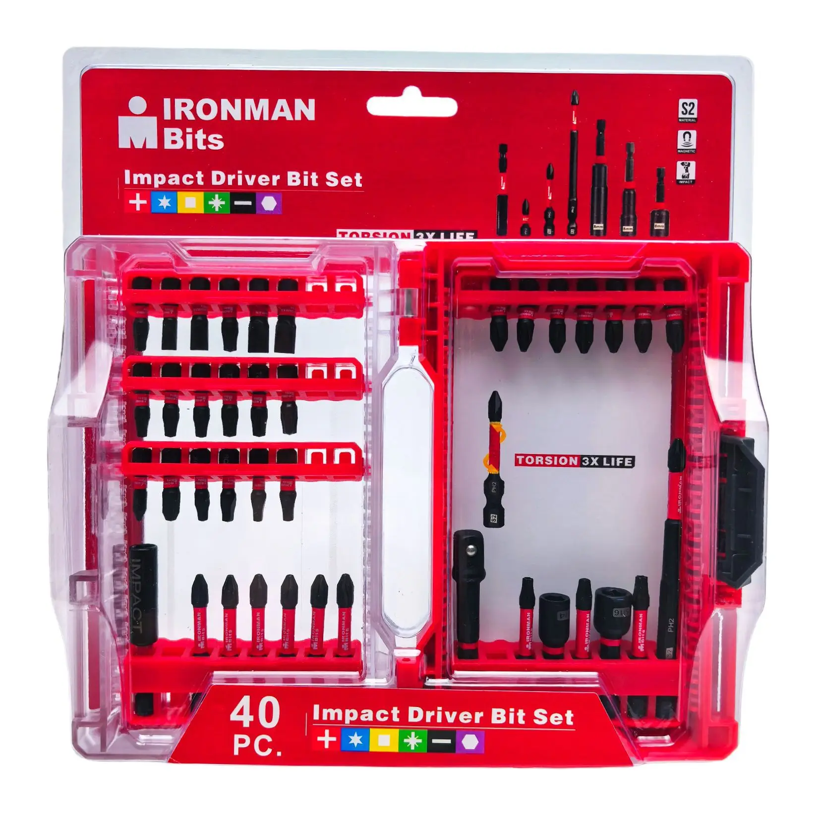 

Набор из 40 ударных насадок IRONMAN, «Волшебная коробка», черные ударопрочные насадки для шуруповерта.