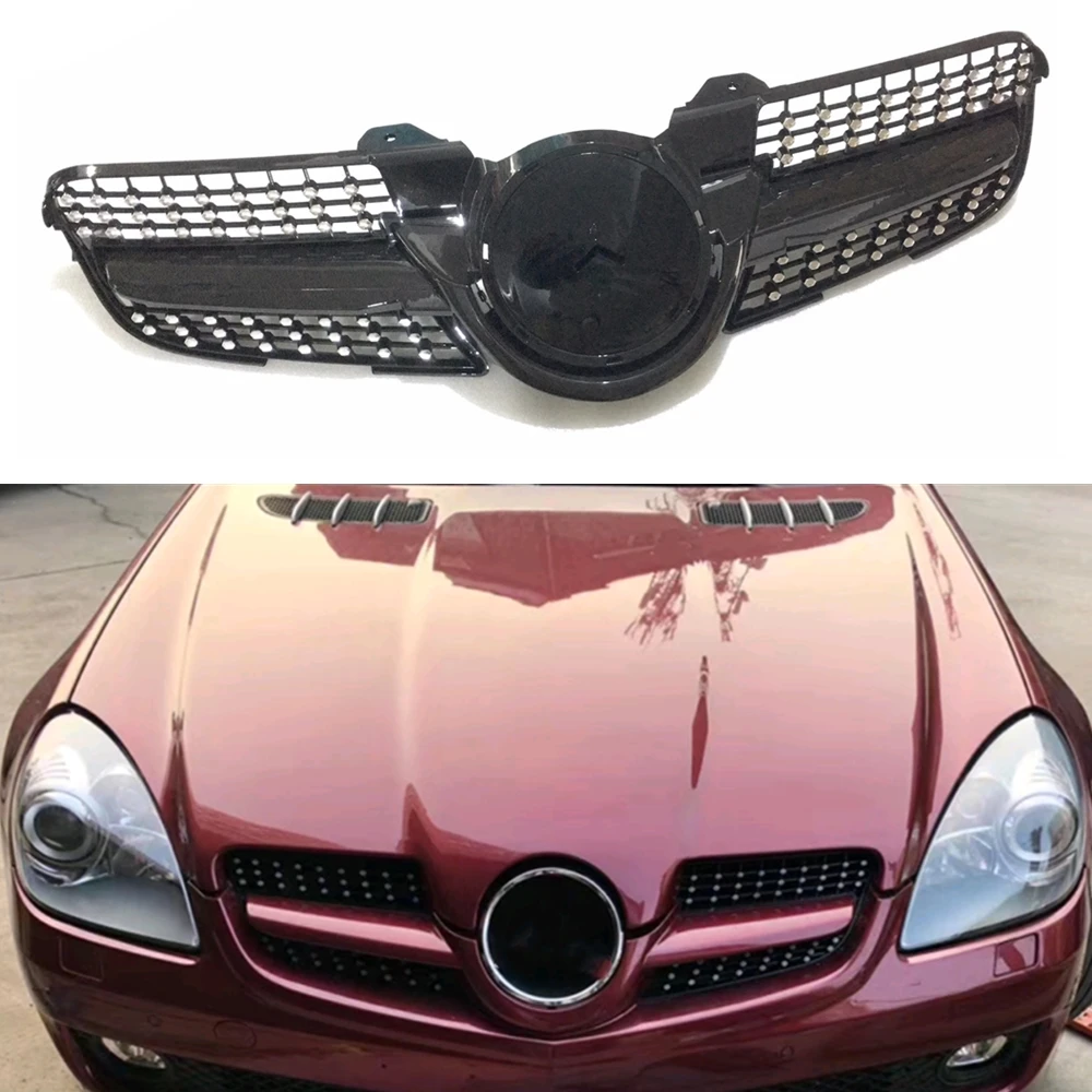 

Передняя решетка для Mercedes Benz R171 SLK Class 2008 2009 2010 SLK200 SLK300 SLK350 SLK55, черная сетка верхнего бампера, капота