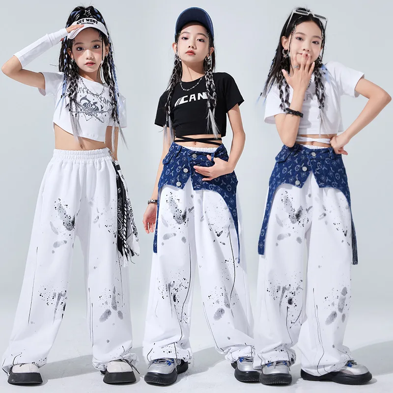 

Jazz Costumes Children's Summer Girls' Hiphop Suit Korean Style Girls' Navel-Exposed Costume