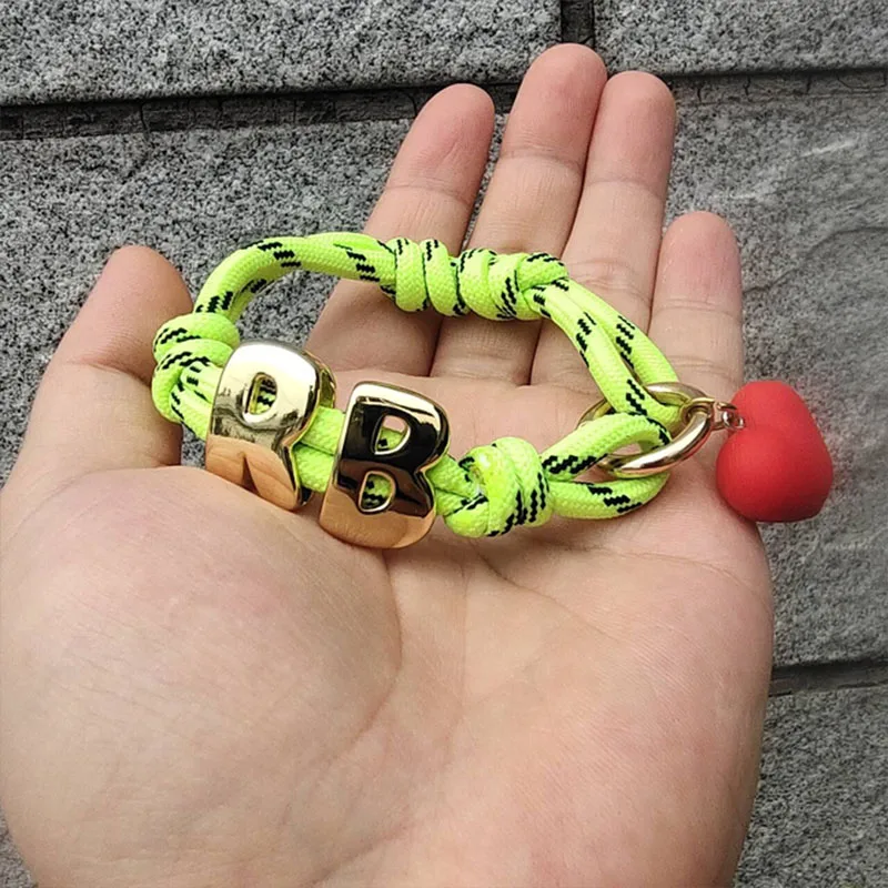 

Braided Initial Bracelet DIY Handmade Bubble Letter Bracelet Braided String Alphabet Heart Chain For Women Christmas GiftJewelry