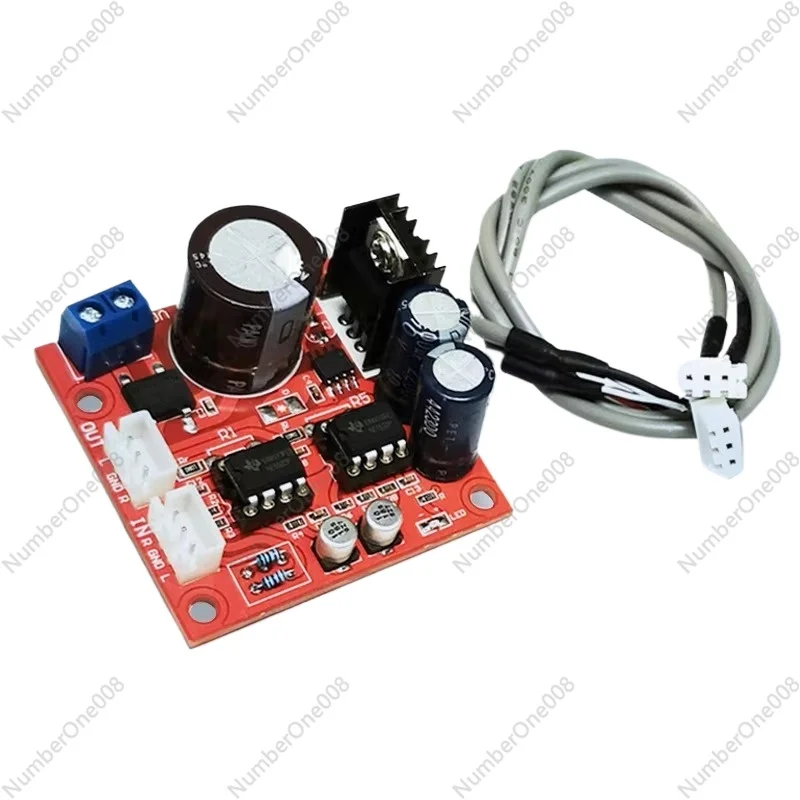 Dual Op Amp Preamplifier Board, Audio Preamp Circuit Module Supports DC AC Power with Audio Cables