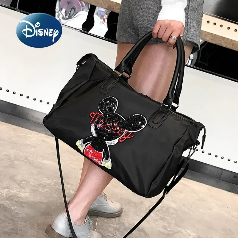 Bolsa portátil Disney Mickey Travel para mulheres, bolsa de fraldas de grande capacidade, marca de luxo, desenhos animados, nova