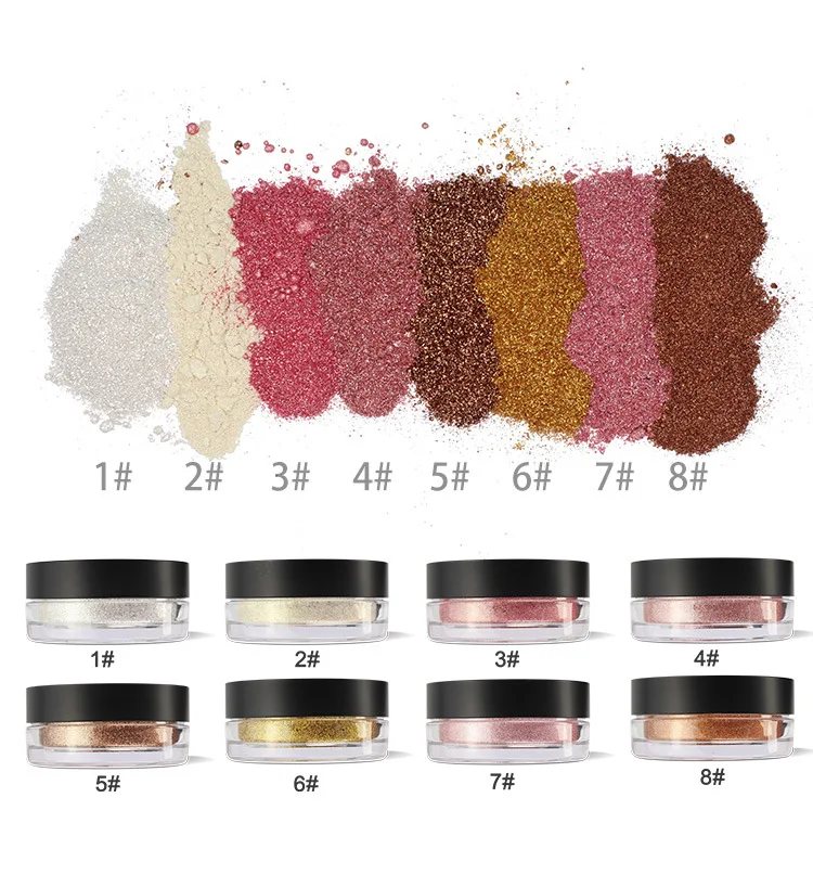 No Logo Highlighter Dust Powder High Gloss Glitter Diamond Powder Shimmer Makeup for Face Body Highlight Private label