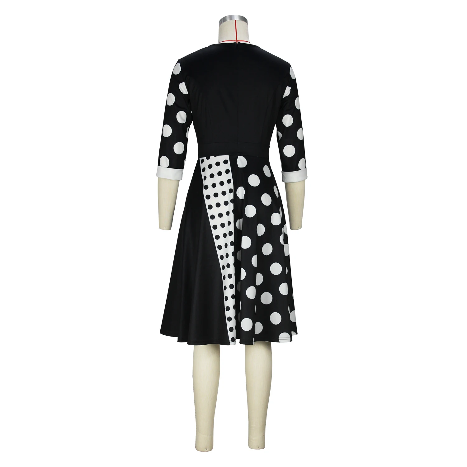 Polka Dots Print Button Decorate Dress, Elegant 3/4 Sleeve Dress Spring & Fall, Women\'s Clothing