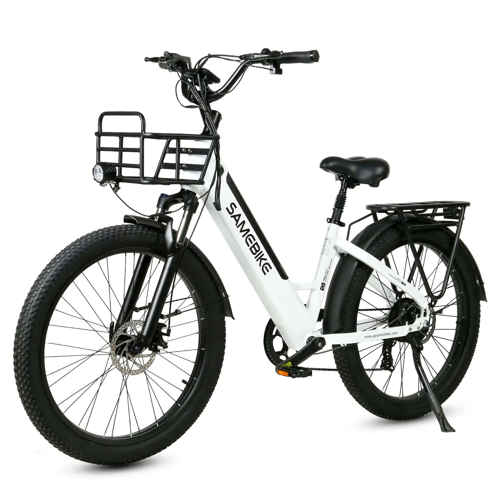 SAMEBIKE RS-A01 Electric Bike 750W 48V14AH Removable Battery 26inch Fat Tire 26*3.0 Ebike City Road Electric Bicycle With Basket