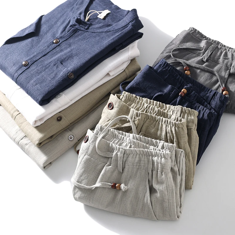 

New National Sle! Fine Spun Cotton Linen! Moisture ng Breathable! Summer Men's Casual ort Sve irt Five-Quarter ...