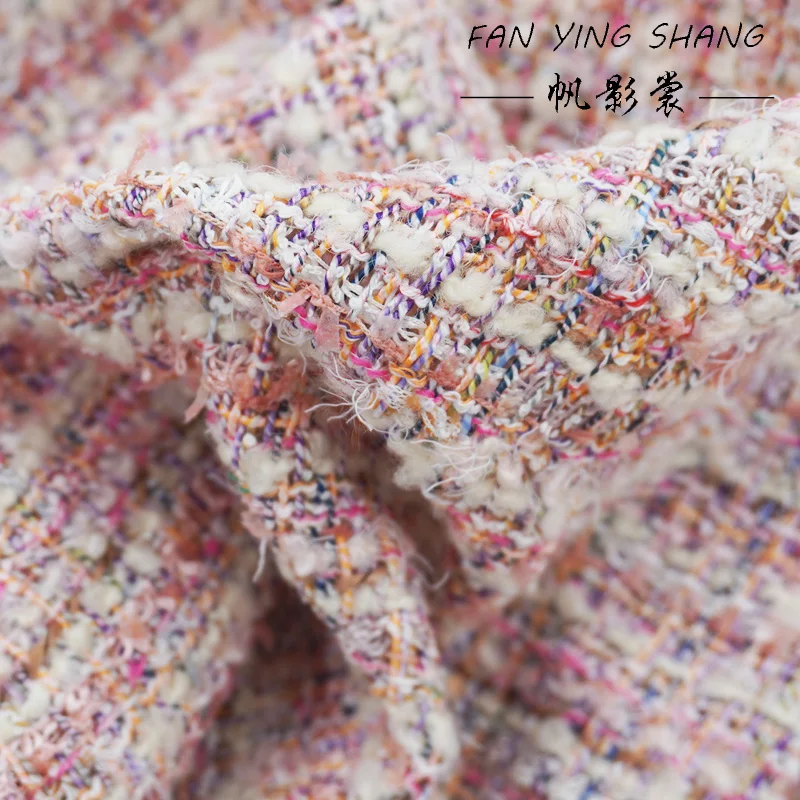 

2025, розовая цветная нить, марля-бабочка, шерстяная твидовая ткань для пальто Telas Para Costura Tissus ткань, ткань для шитья Tecido Diy