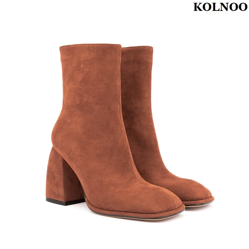 

Kolnoo Handmade New Arrival Ladies Chunky Heels Ankle Boots Four Colors Optional Winter Dress Boots Evening Fashion Party Shoes