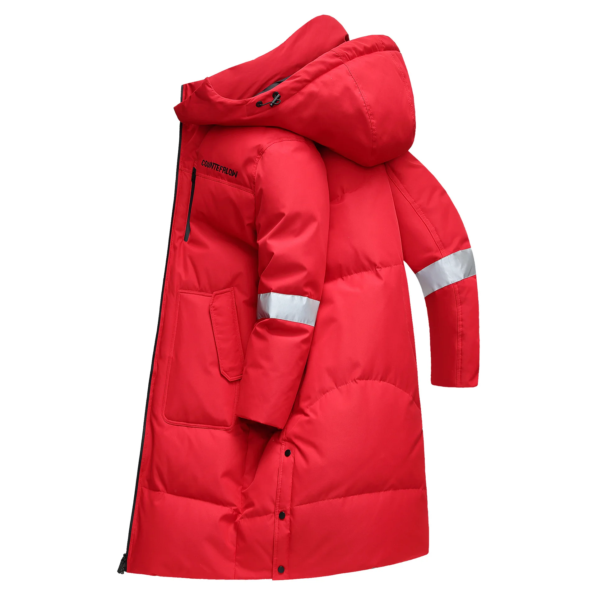 2021 nowy zimowy długi płaszcz mężczyźni z kapturem ciepły gruby Parka puchowa Solid Color męska bluza z kapturem dół kurtki gruby Streetwear rozmiar 4XL