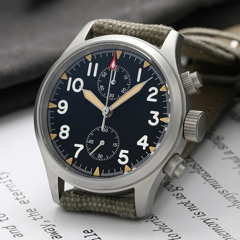 Militado ML1868KF Retro VK67 Quarz-Chronographenuhr, Edelstahlgehäuse, 3 Zifferblätter, wasserdicht, 100 m, Multifunktions-Militäruhr – Detail 37