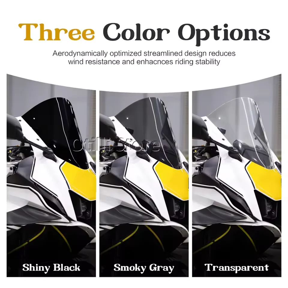For Yamaha YZF-R7 YZFR7 2021-2025 YZF-R6 2017-2024 YZFR6 Wind Deflector Windscreen Smoke Black Double Bubble Windshield Spoiler