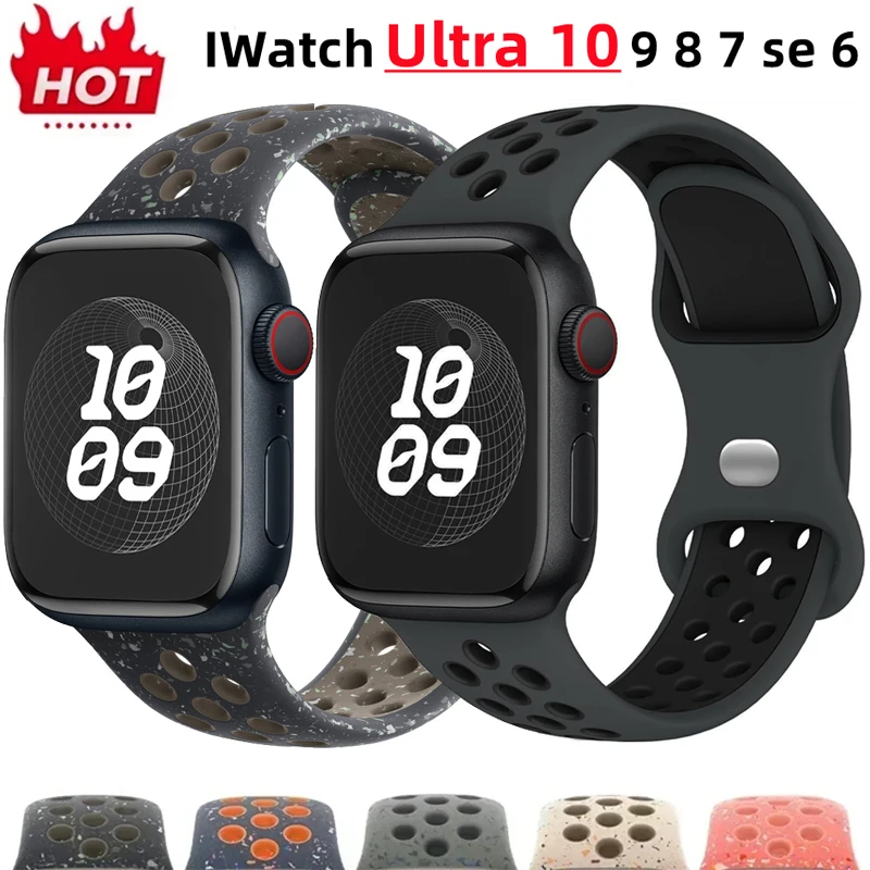 Strap For Apple Watch 44mm 49mm 45mm 46mm 40mm 41mm 38 42mm correa Breathable Sports Bracelet iwatch series 8 SE 7 6 9 10 Ultra